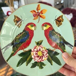 4 Colorful Parrot and Butterfly plates by Nathalie Lete’ for Anyhropologie